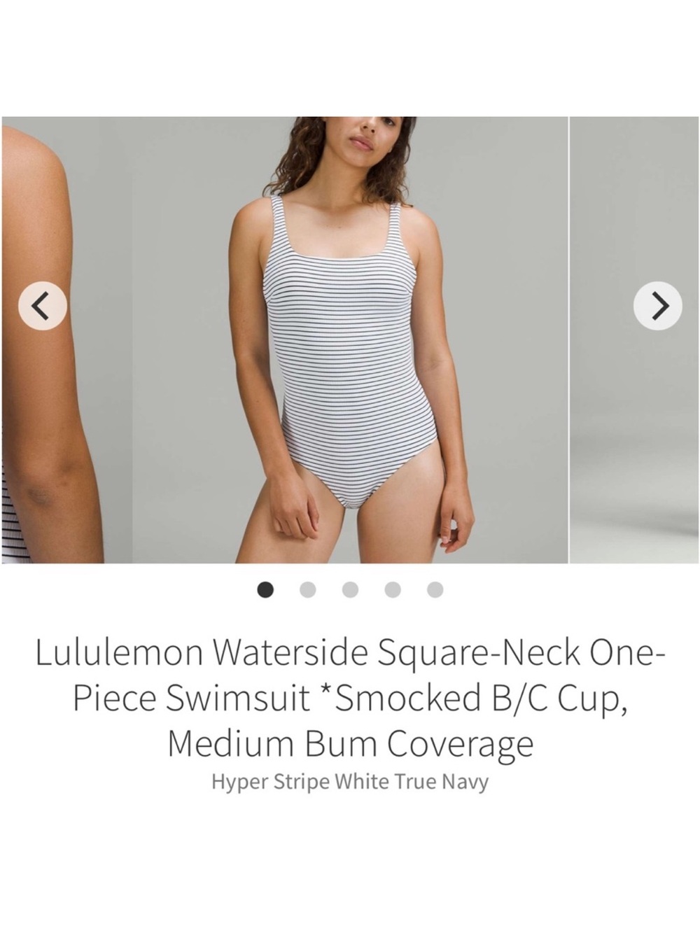 NWT Lululemon Waterside Square Neck One Piece Swimsuit Stripe True Navy White 8